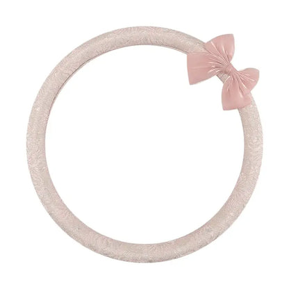 Lace Steering Wheel Cover 15 Inch Diameter Elegant Black with Large Cute Bow-Knot Design Aesthetic Car Interior Decoration Non-Slip Universal Fit for Women Men