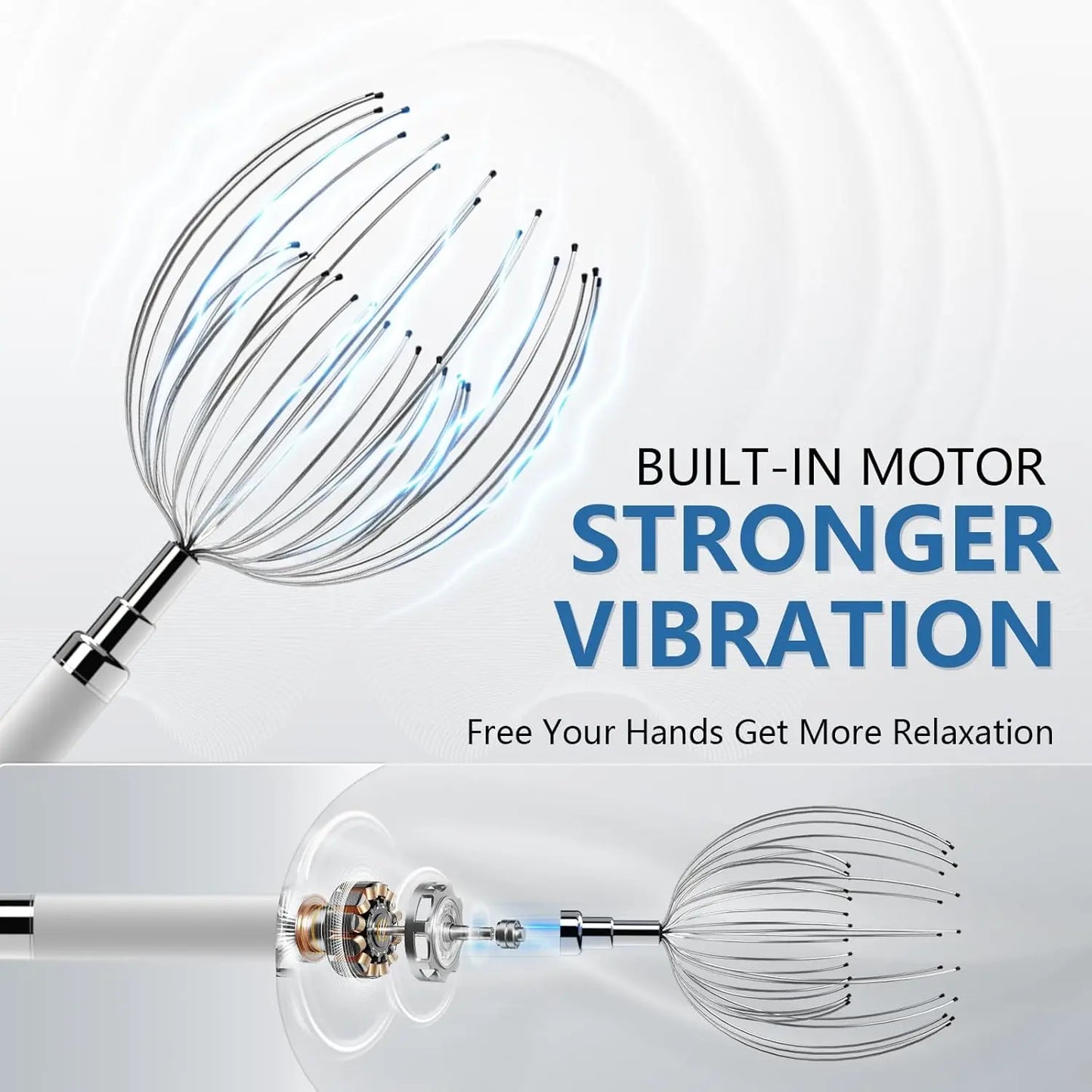 Head Massager Scalp, Electric Scalp Massager with 20 Metal Fingers – Head Scratcher & Hair Massage Tool, Waterproof Relaxation Device for Men and Women