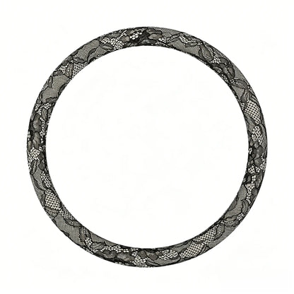 Lace Steering Wheel Cover 15 Inch Diameter Elegant Black with Large Cute Bow-Knot Design Aesthetic Car Interior Decoration Non-Slip Universal Fit for Women Men