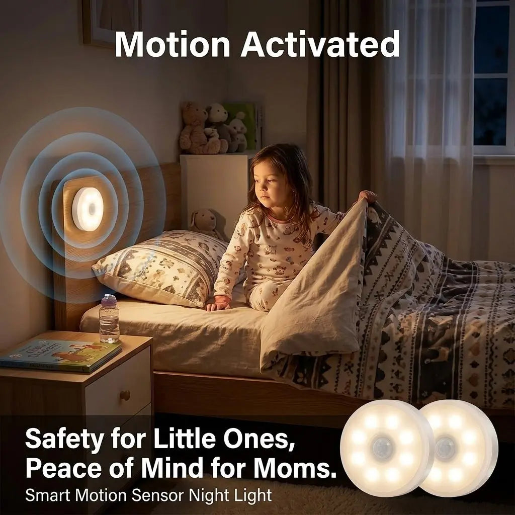 8 Leds Smart Motion Sensor Ninght Lihgt，Portable Motion-Sensor Light Indoor USB Rechargeable Automatic LED Lights for Stair, Closet, Hallway,Bed Room