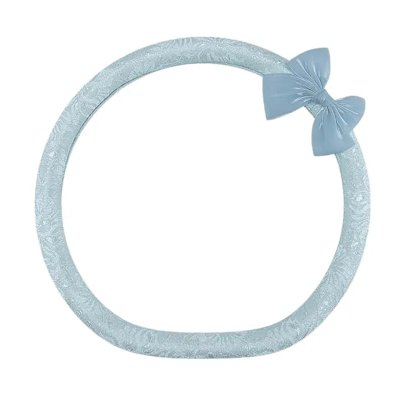 Lace Steering Wheel Cover 15 Inch Diameter Elegant Black with Large Cute Bow-Knot Design Aesthetic Car Interior Decoration Non-Slip Universal Fit for Women Men