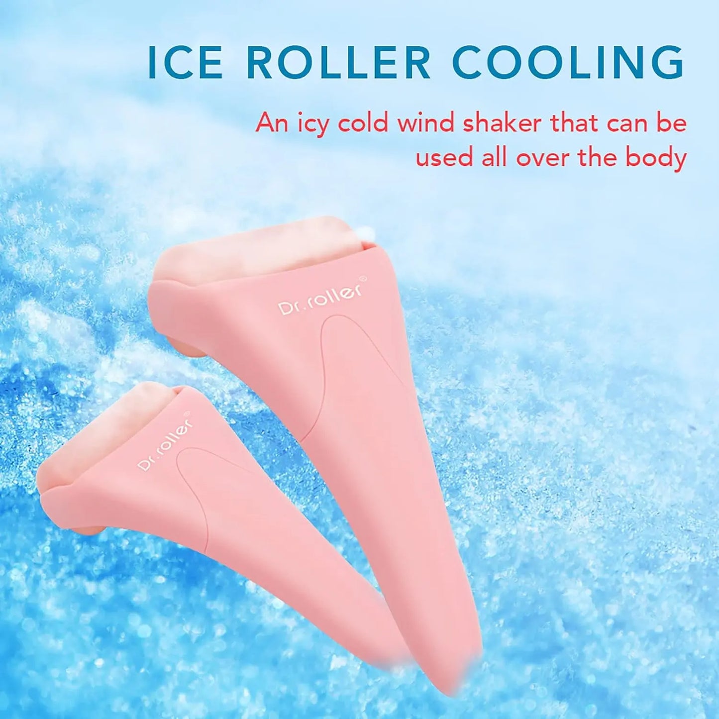 Silicone Pink Ice Roller for Face and Eye - Facial Massage Tool for Pain Relief and Puffiness Reduction