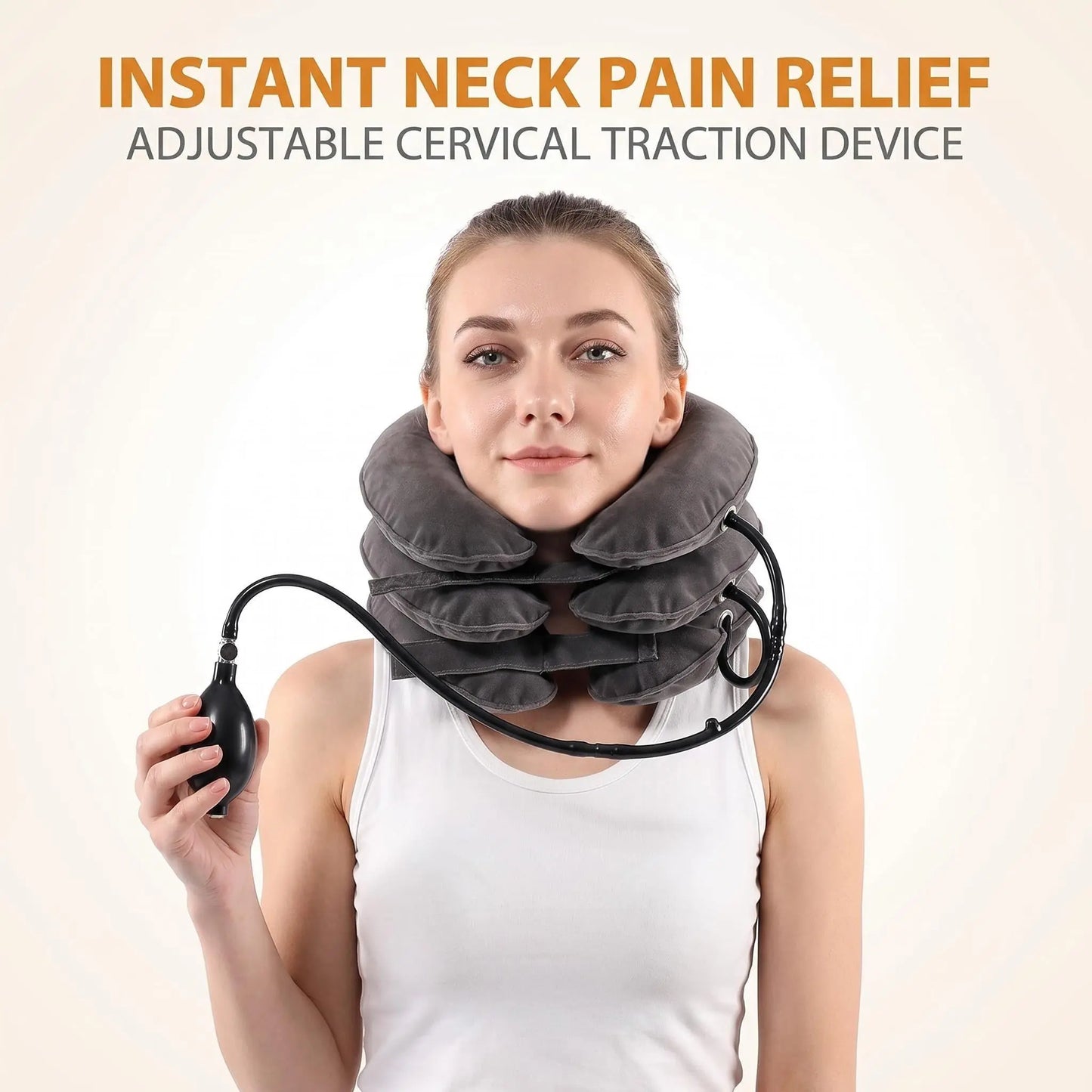 Inflatable Cervical Neck Traction Device - Adjustable Neck Stretcher Brace for Immediate Pain Relief and Home Decompression Therapy