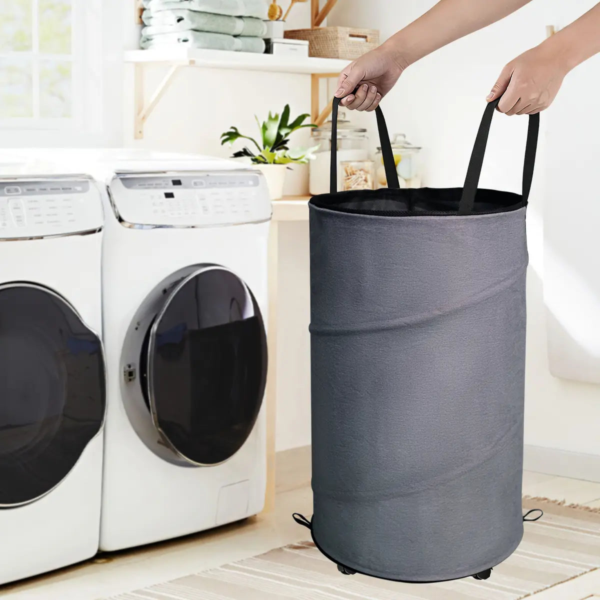 30-Gallon (109L) Collapsible Laundry Baskets - Foldable Pop-Up Hampers with Reinforced Handles for Home, Dormitory, and Travel Storage Solutions