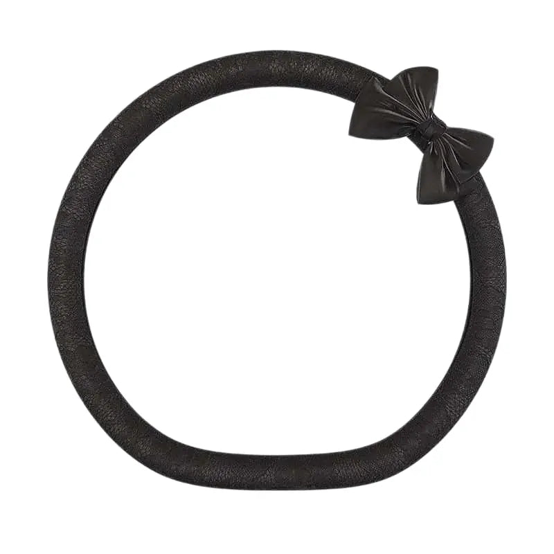Lace Steering Wheel Cover 15 Inch Diameter Elegant Black with Large Cute Bow-Knot Design Aesthetic Car Interior Decoration Non-Slip Universal Fit for Women Men