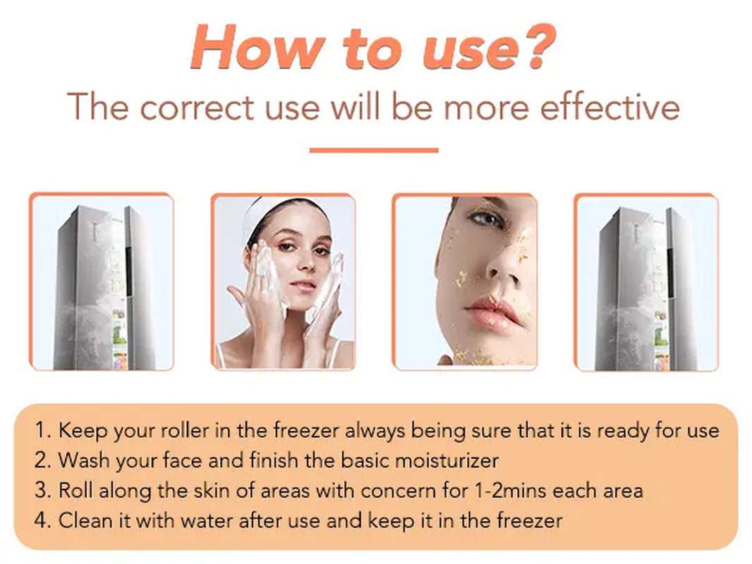 Silicone Pink Ice Roller for Face and Eye - Facial Massage Tool for Pain Relief and Puffiness Reduction