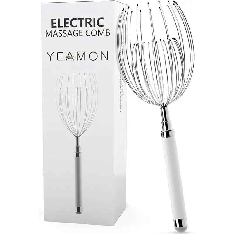 Head Massager Scalp, Electric Scalp Massager with 20 Metal Fingers – Head Scratcher & Hair Massage Tool, Waterproof Relaxation Device for Men and Women