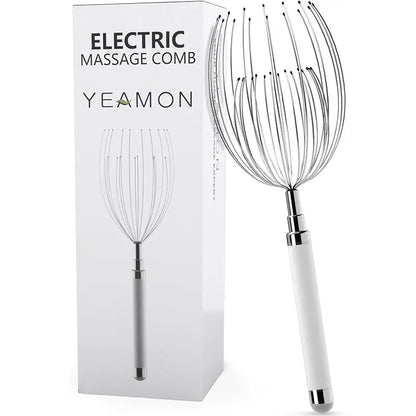 Head Massager Scalp, Electric Scalp Massager with 20 Metal Fingers – Head Scratcher & Hair Massage Tool, Waterproof Relaxation Device for Men and Women