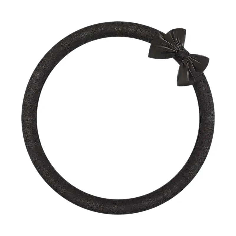 Lace Steering Wheel Cover 15 Inch Diameter Elegant Black with Large Cute Bow-Knot Design Aesthetic Car Interior Decoration Non-Slip Universal Fit for Women Men