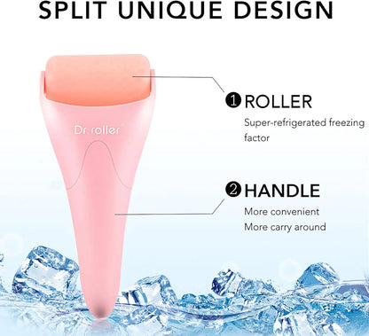 Silicone Pink Ice Roller for Face and Eye - Facial Massage Tool for Pain Relief and Puffiness Reduction