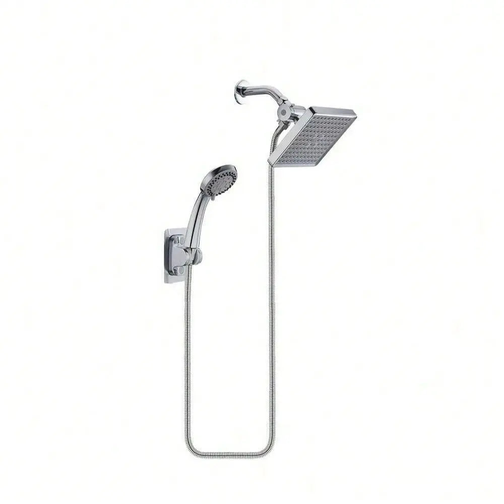 Handheld Shower Head with 57-Inch Hose, Adjustable round Faucet Set, Includes Adapter and Wall Mount, /Silver Color, Bathroom Upgrade, Showerhead with Handheld Sprayer