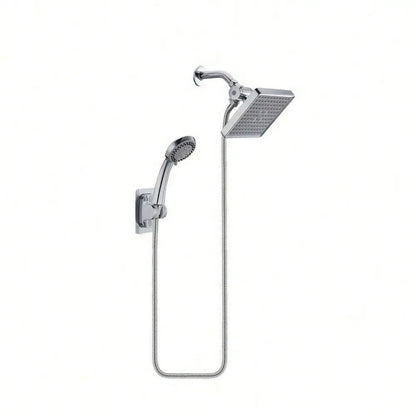 Handheld Shower Head with 57-Inch Hose, Adjustable round Faucet Set, Includes Adapter and Wall Mount, /Silver Color, Bathroom Upgrade, Showerhead with Handheld Sprayer
