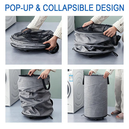 30-Gallon (109L) Collapsible Laundry Baskets - Foldable Pop-Up Hampers with Reinforced Handles for Home, Dormitory, and Travel Storage Solutions