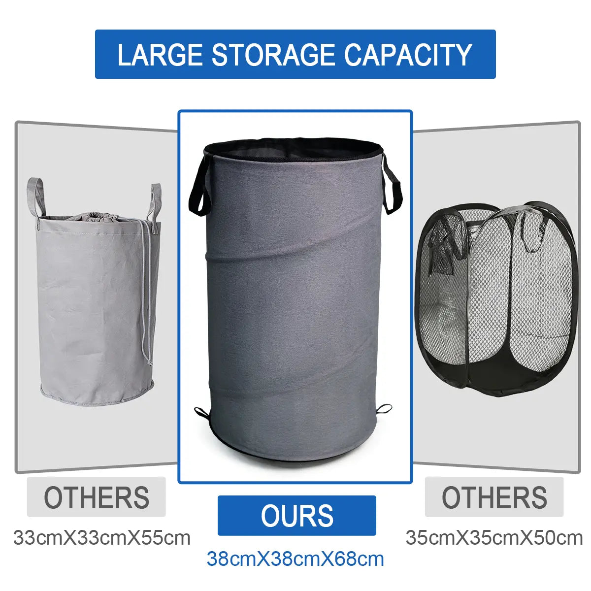 30-Gallon (109L) Collapsible Laundry Baskets - Foldable Pop-Up Hampers with Reinforced Handles for Home, Dormitory, and Travel Storage Solutions