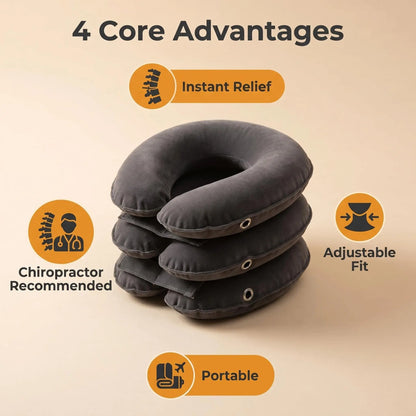 Inflatable Cervical Neck Traction Device - Adjustable Neck Stretcher Brace for Immediate Pain Relief and Home Decompression Therapy