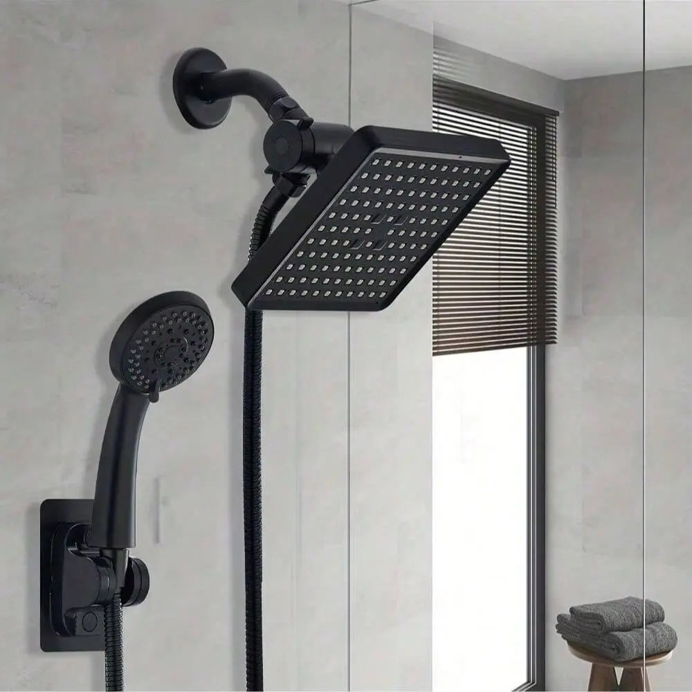 Handheld Shower Head with 57-Inch Hose, Adjustable round Faucet Set, Includes Adapter and Wall Mount, /Silver Color, Bathroom Upgrade, Showerhead with Handheld Sprayer