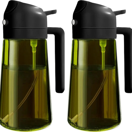 2 Count Olive Oil Sprayer Dispenser Bottle 16Oz/470Ml for Kitchen Gadgets and Air Fryer Accessories - Olive Oil Sprayer for Cooking W/Stickers