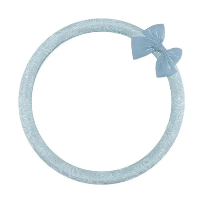 Lace Steering Wheel Cover 15 Inch Diameter Elegant Black with Large Cute Bow-Knot Design Aesthetic Car Interior Decoration Non-Slip Universal Fit for Women Men