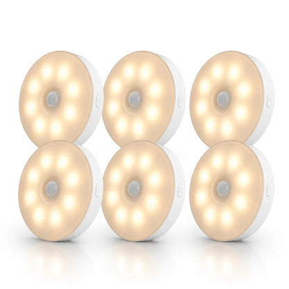 8 Leds Smart Motion Sensor Ninght Lihgt，Portable Motion-Sensor Light Indoor USB Rechargeable Automatic LED Lights for Stair, Closet, Hallway,Bed Room
